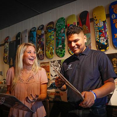 Students at Vintage Vinyl Store